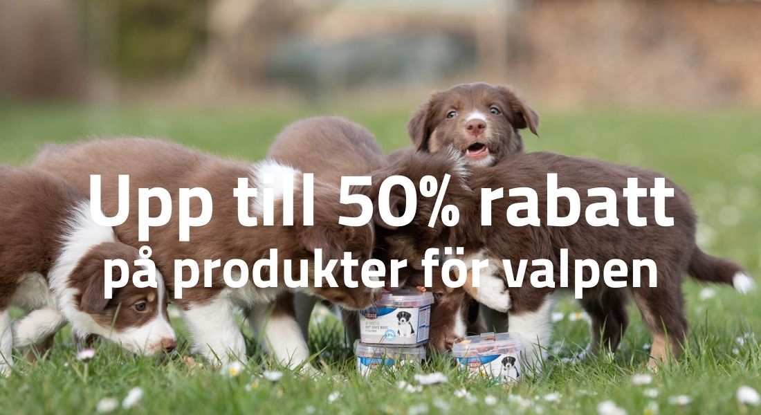 50% på produkter för valpen