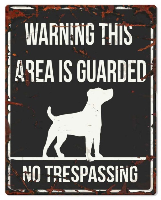 Varningsskylt med olika hundraser